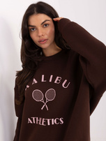 Ciemnobrązowa damska bluza z okrągłym dekoltem