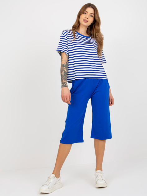 Hurt Ciemnoniebiesko-biały letni komplet basic z rybaczkami