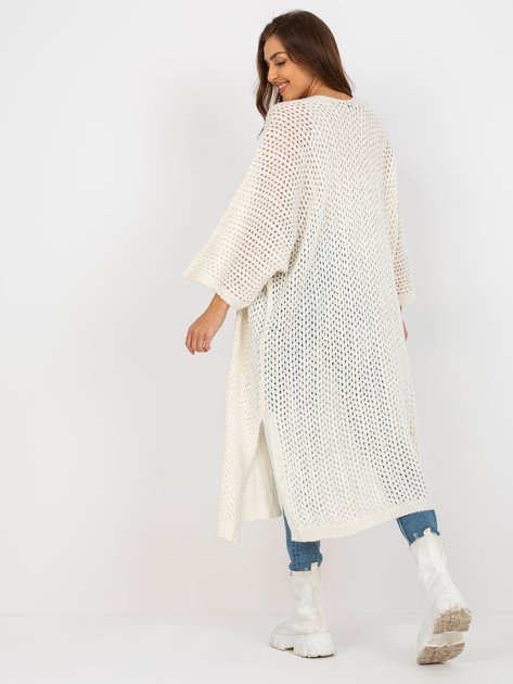 Hurt Ecru długi ażurowy kardigan z szerokim rękawem OCH BELLA
