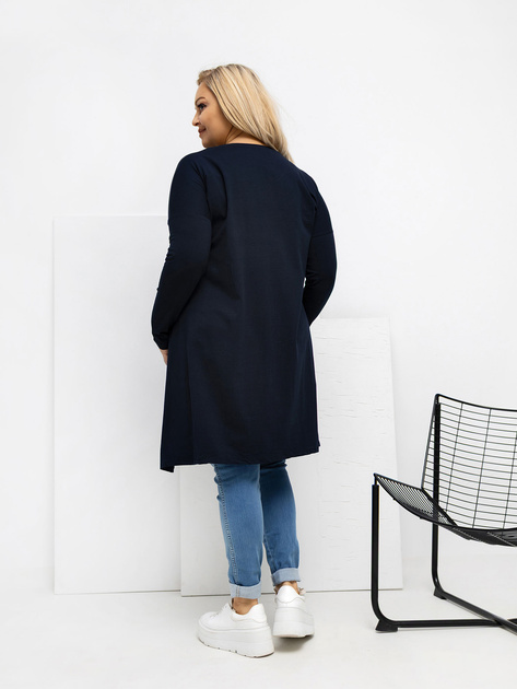 Granatowa bawełniana bluzka plus size z kieszeniami