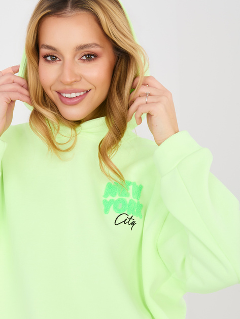 Fluo zielona dresowa bluza z naszywkami