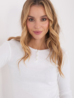 Ecru damska bluzka basic z długim rękawem 