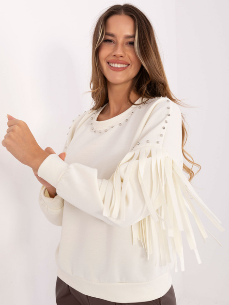 Ecru damska bluza w stylu country RUE PARIS 