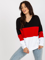 Hurt Biało-czerwona dresowa bluza basic z dekoltem w serek