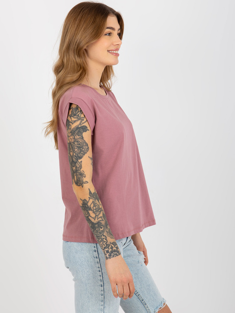 Hurt Brudnoróżowy t-shirt basic z okrągłym dekoltem Revolution