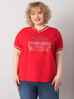 Czerwona bluzka plus size z aplikacją Billi