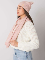 Brudnoróżowy komplet zimowy czapka i szalik RUE PARIS