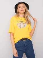 Żółty t-shirt z printem Jasmine RUE PARIS