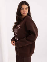 Ciemnobrązowa damska bluza z okrągłym dekoltem