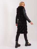 Hurtownia Czarna futrzana kamizelka z suwakiem
