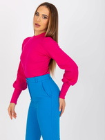 Hurt Fuksjowa prążkowana bluzka basic z bawełny Lauren RUE PARIS