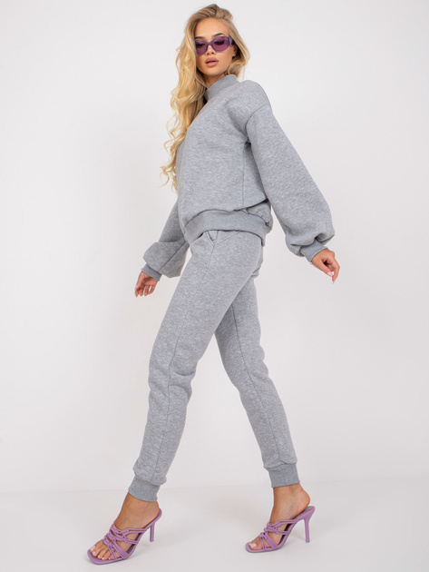 Szary melanżowy komplet dresowy ze stójką