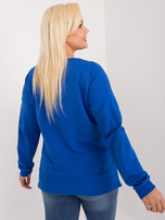 Hurt Kobaltowa damska bluzka plus size z napisem