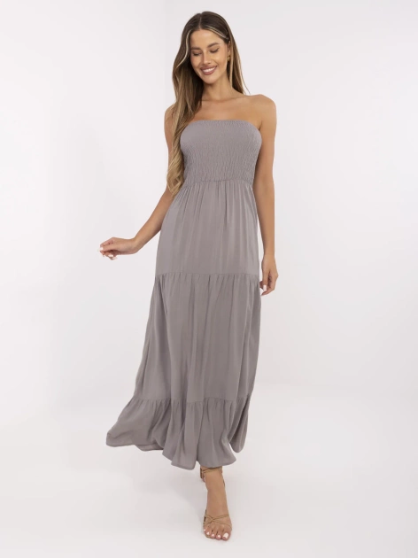 Szara maxi sukienka z falbaną Giuseppina FRESH MADE