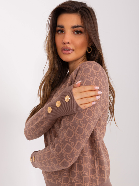 Hurt Jasnobrązowo-camelowy sweter klasyczny z okrągłym dekoltem