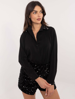 Hurt Czarna elegancka koszula z ozdobnym kołnierzykiem