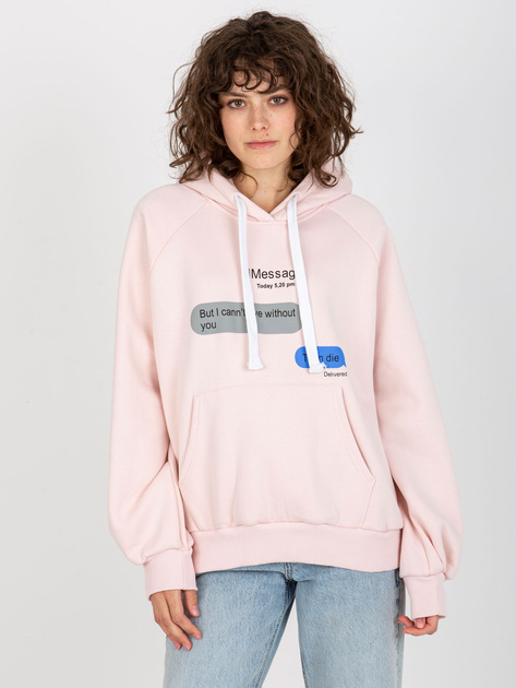 Hurt Jasnoróżowa dresowa bluza z nadrukiem oversize