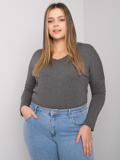 Ciemnoszara melanżowa gładka bluzka plus size Elisa