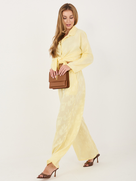 Jasnożółty letni komplet z koszulą i spodniami RUE PARIS