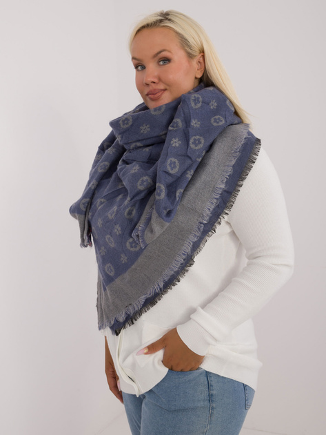 Hurtownia Niebiesko-szary ciepły szal damski z wełną