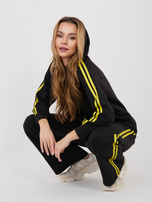 Czarny damski komplet z rozpinaną bluzą RUE PARIS 