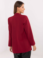 Burgundy women's blazer without fastening.