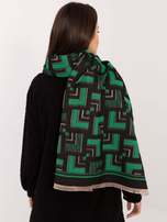 Hurt Czarno-zielony szal w geometryczne wzory