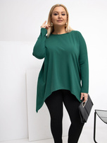 Tamsiai žalia ilga bluzonė plus size iš medvilnės.