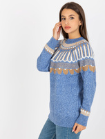 Großhandel Blaues klassisches Sweater mit Muster RUE PARIS.