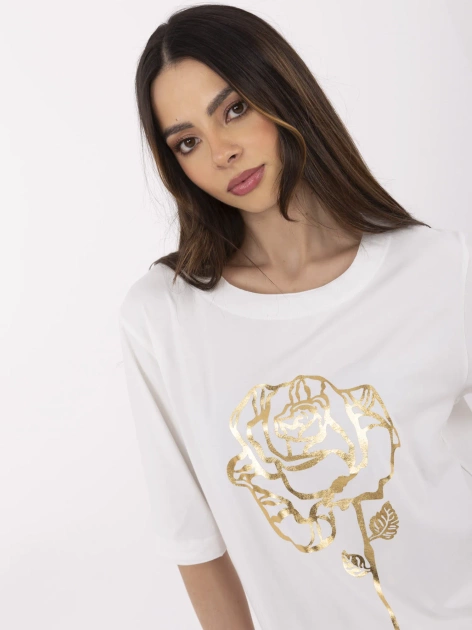 Ecru damska bluzka z krótkim rękawem