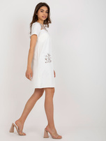 Hurt Ecru sukienka koktajlowa z krótkim rękawem