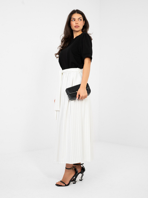 Ecru midi spódnica z kieszeniami