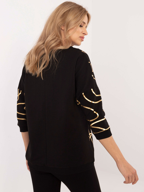 Hurtownia Czarna bluzka o luźnym kroju z nadrukiem