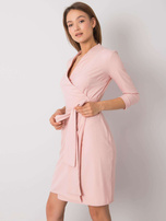 Schmutzig-rosa Kleid mit Bindung Edelie.