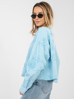 Jasnoniebieska jeansowa kurtka z długim rękawem RUE PARIS 