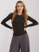 Czekoladowa damska bluzka basic z bawełny 