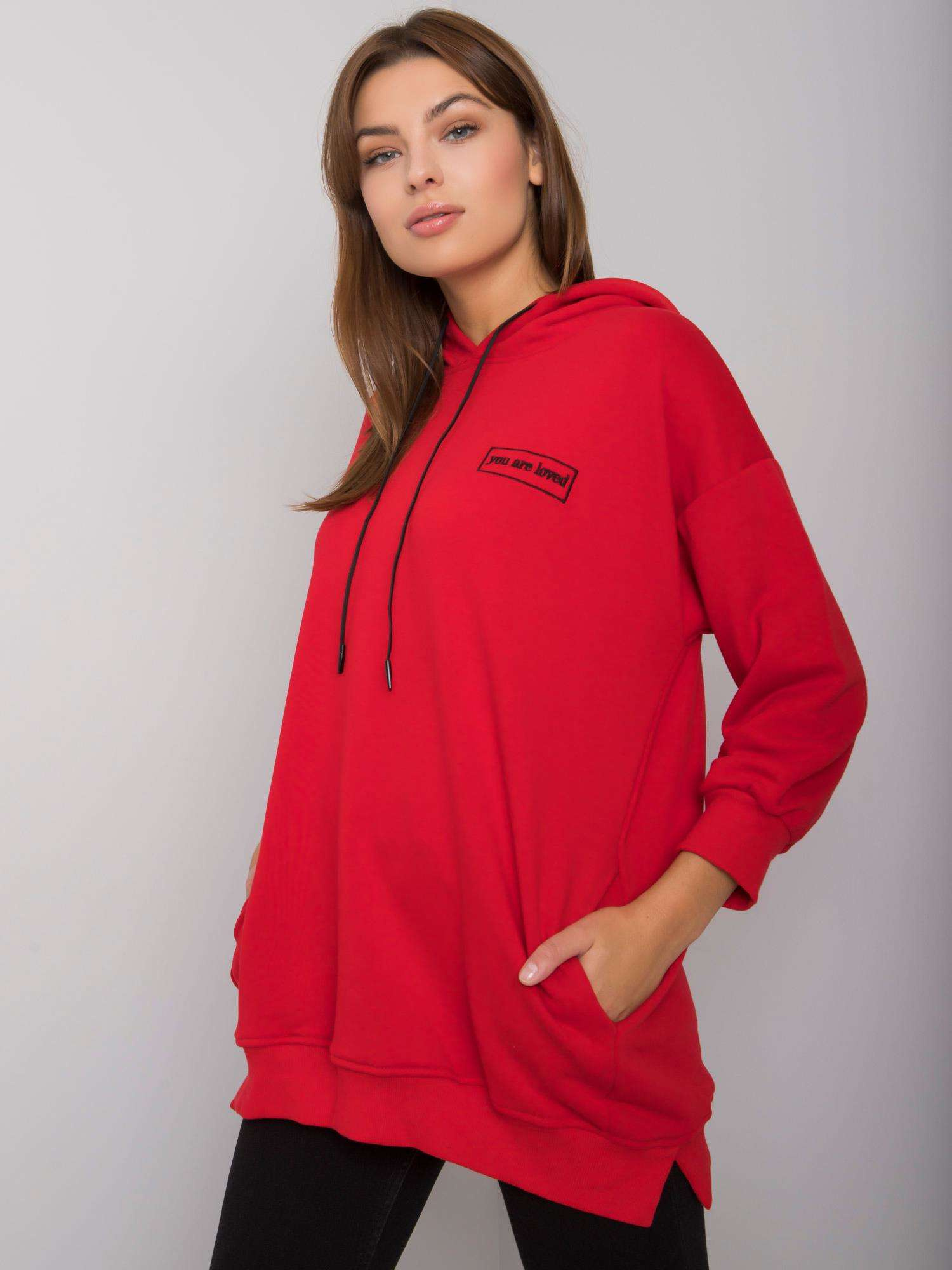 Czerwona bluza z kieszeniami Leora