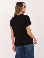 Czarna casualowa bluzka oversize z dekoltem V