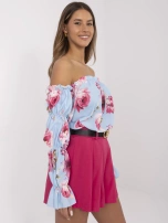 Hurt Jasnoniebieska damska bluzka hiszpanka z printem