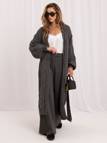 Dunkelgrauer langer Cardigan mit Zopf RUE PARIS.