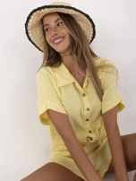 Jasnożółta muślinowa koszula z wiązaniem 