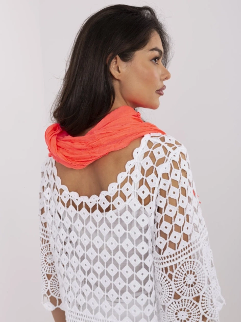 Fluo różowa damska chusta z marszczeniem