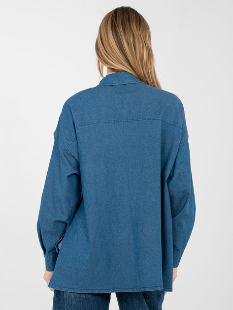 Niebieska jeansowa koszula z dłuższym tyłem