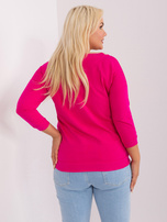 Hurt Fuksjowa damsa bluzka plus size z dekoltem V