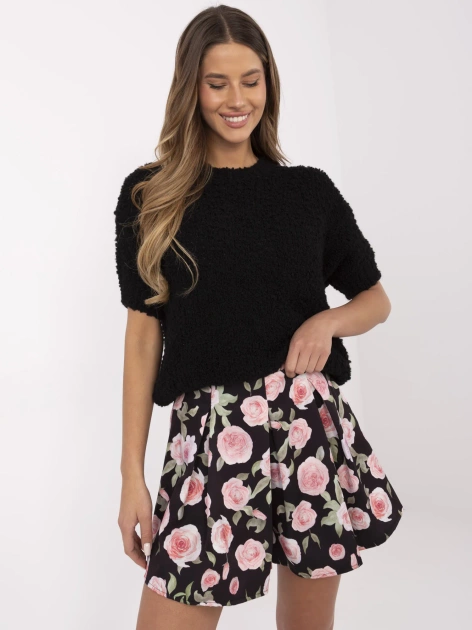 Hurt Czarne damskie spódnico-spodenki w kwiaty