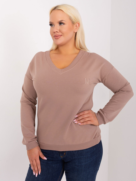 Hurtownia Ciemnobeżowa bluzka plus size z bawełny