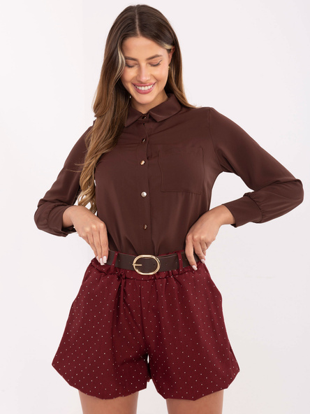 Bordowe eleganckie szorty z dżetami RUE PARIS