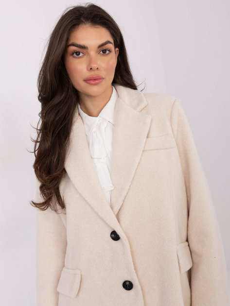 Jasnobeżowy damski płaszcz oversize RUE PARIS