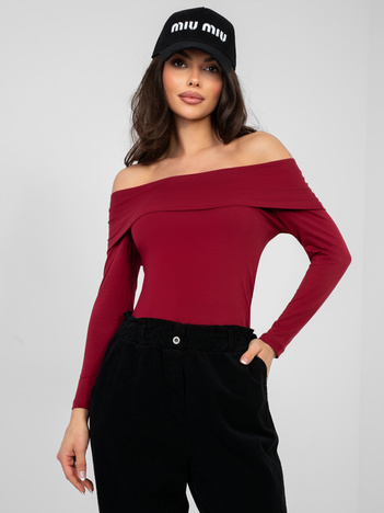 Bordowa bluzka hiszpanka basic z bawełny RUE PARIS 