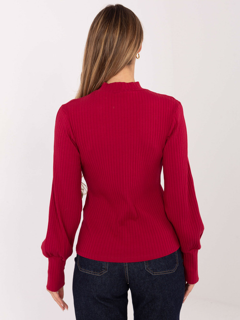 Bordowa bluzka basic z półgolfem RUE PARIS